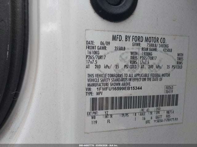 Продажа на аукционе авто 2009 Ford Expedition Xlt, vin: 1FMFU16599EB15344, номер лота: 44567776