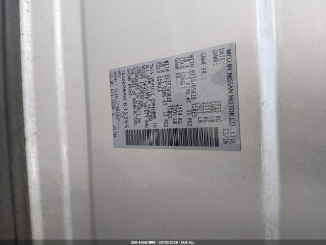 Nissan Pathfinder Sv 2017 5N1DR2MN4HC635365 Image 9