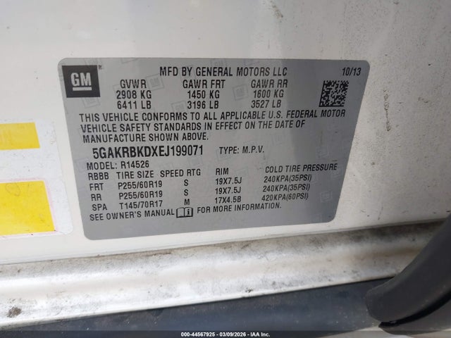 Aukcja sprzedaży 2014 Buick Enclave Leather, vin: 5GAKRBKDXEJ199071, numer aukcji: 44567925