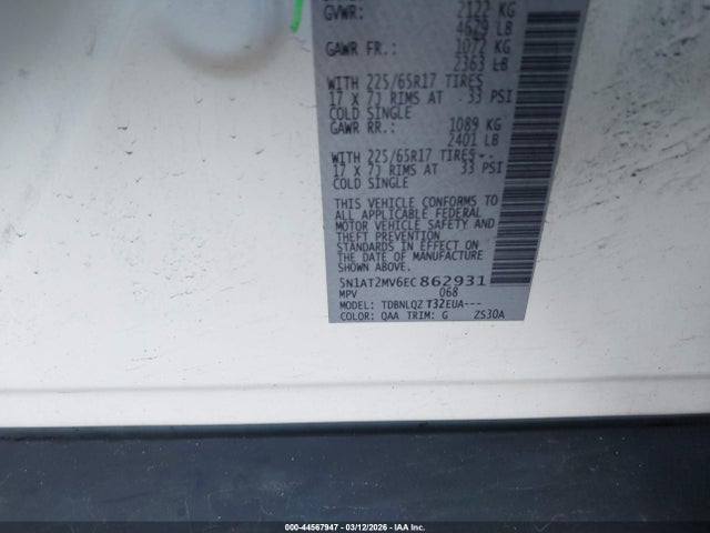 Aukcja sprzedaży 2014 Nissan Rogue Sv, vin: 5N1AT2MV6EC862931, numer aukcji: 44567947