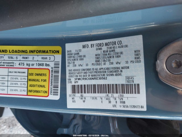3FMCR9C66NRE30562 Ford Bronco Sport Outer Banks