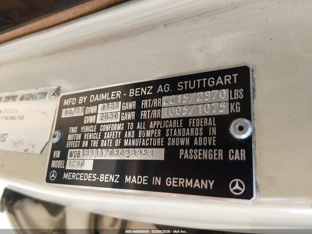 1983 MERCEDES-BENZ 300 WDBAB33A7DB033381 Photo 8