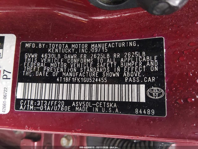Toyota CAMRY SE 2016 4T1BF1FK1GU524455 Image 9