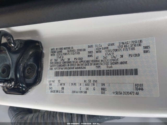 1FTFW1RG0HFA66524 Ford F-150 Raptor