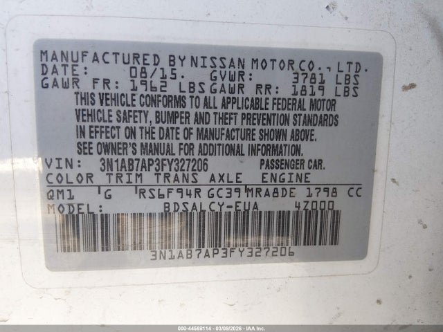 Nissan SENTRA S 2015 3N1AB7AP3FY327206 Image 9