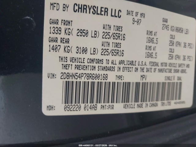 2008 DODGE GRAND CARAVAN 2D8HN54P78R600168 Photo 8