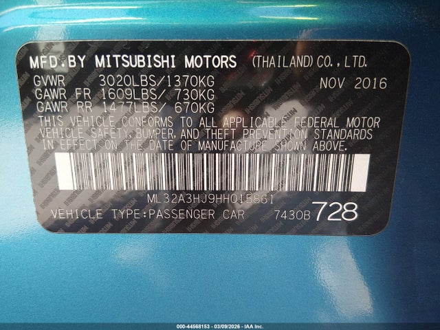 2017 MITSUBISHI MIRAGE ML32A3HJ9HH015861 Photo 8
