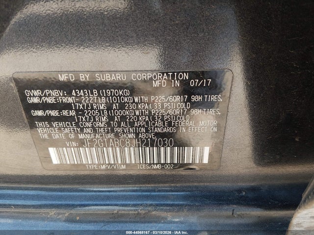 Subaru Crosstrek 2.0i Premium 2018 JF2GTABC8JH217030 Image 9