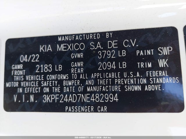 KIA Forte Lxs 2022 3KPF24AD7NE482994 Image 9