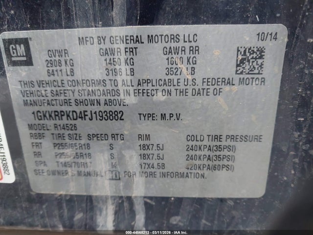 2015 GMC ACADIA 1GKKRPKD4FJ193882 Photo 8