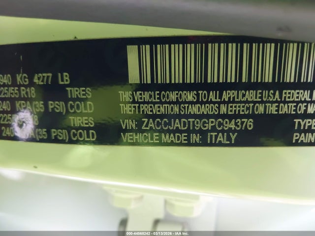 Jeep Renegade Limited 2016 ZACCJADT9GPC94376 Image 9