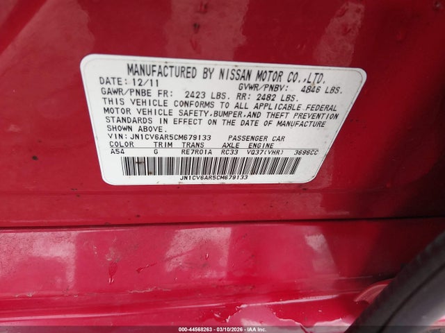Aukcja sprzedaży 2012 Infiniti G37x, vin: JN1CV6AR5CM679133, numer aukcji: 44568263
