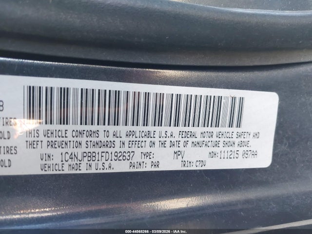 44568266 :رقم المزاد ، 1C4NJPBB1FD192637 vin ، 2015 Jeep Patriot Sport مزاد بيع