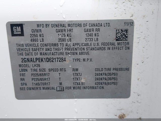 2013 CHEVROLET EQUINOX 2GNALPEK1D6217284 Photo 8