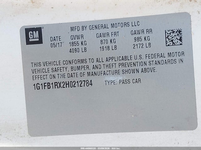 Chevrolet Camaro 1lt 2017 1G1FB1RX2H0212784 Image 9
