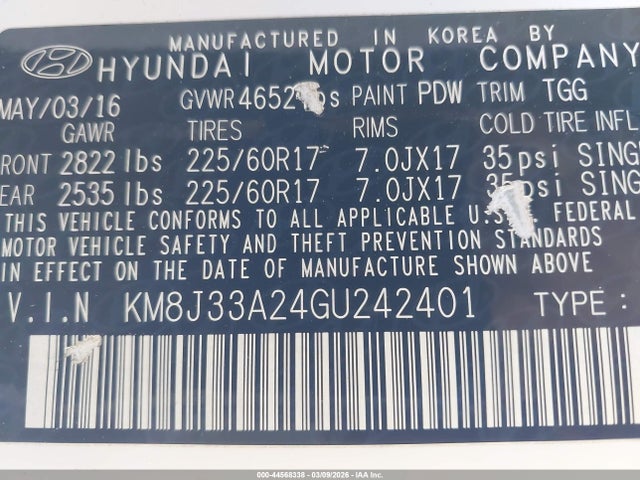 Hyundai Tucson Eco 2016 KM8J33A24GU242401 Image 9
