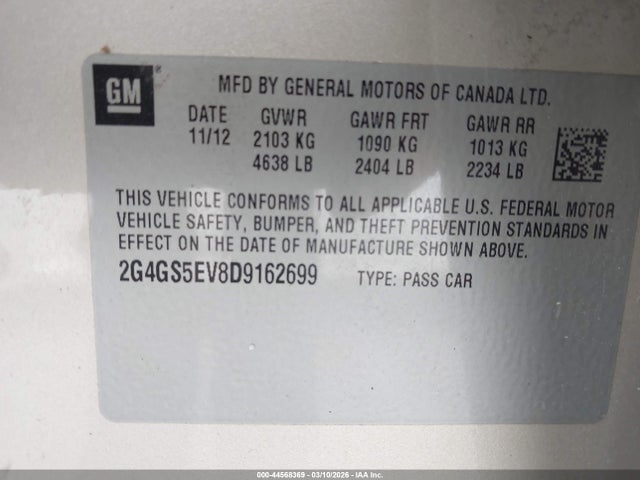 Aukcja sprzedaży 2013 Buick Regal Turbo - Premium 1, vin: 2G4GS5EV8D9162699, numer aukcji: 44568369