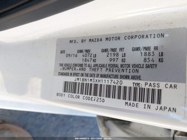 JM1BN1M3XH1117420 Mazda Mazda3 Grand Touring