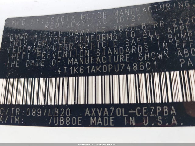 Toyota CAMRY XSE 2023 4T1K61AK0PU748601 Image 9