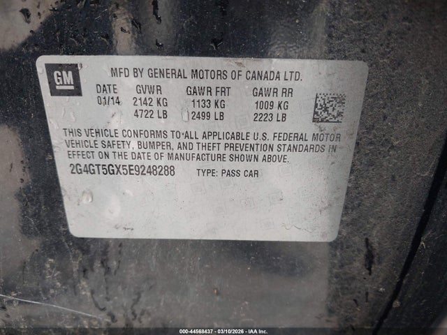 Продаж на аукціоні авто 2014 Buick Regal Gs, vin: 2G4GT5GX5E9248288, номер лоту: 44568437