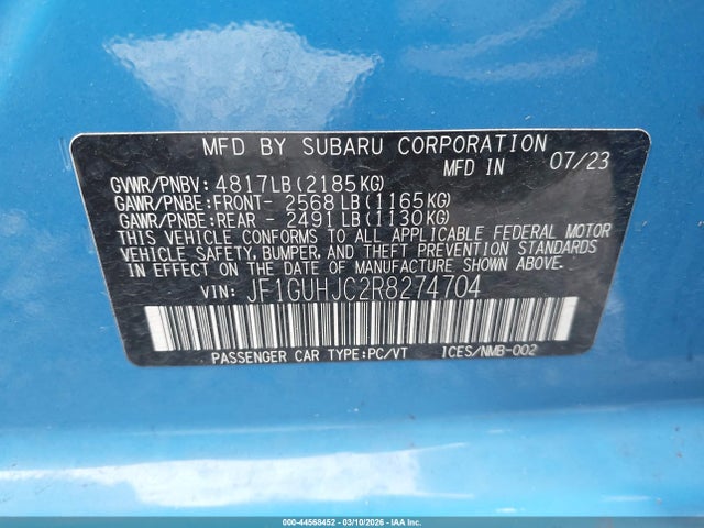 JF1GUHJC2R8274704 Subaru Impreza Rs 5-door