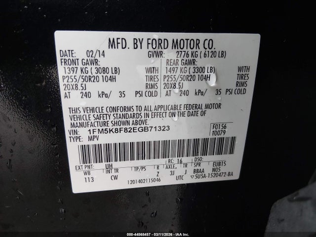 Ford Explorer Limited 2014 1FM5K8F82EGB71323 Image 9