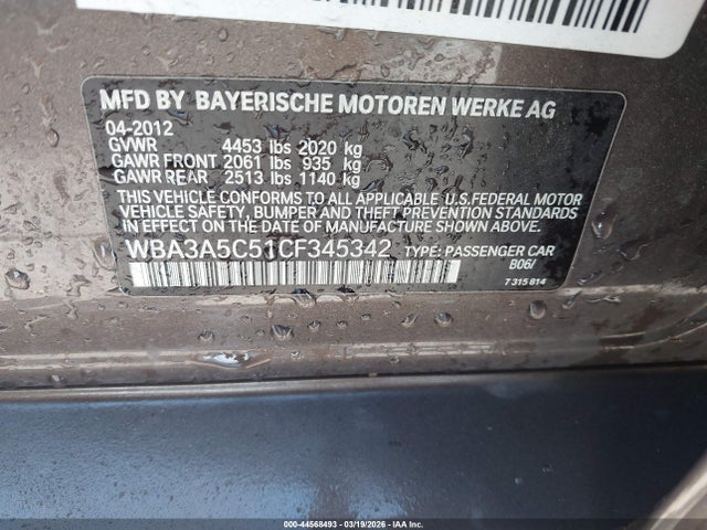 Aukcja sprzedaży 2012 Bmw 328i, vin: WBA3A5C51CF345342, numer aukcji: 44568493