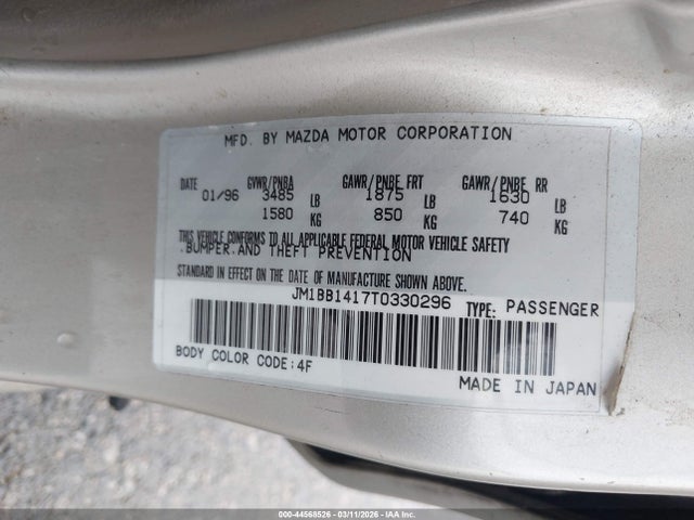 Продажа на аукционе авто 1996 Mazda Protege Dx/lx/es, vin: JM1BB1417T0330296, номер лота: 44568526
