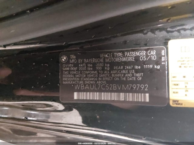 Продажа на аукционе авто 2011 Bmw 128i, vin: WBAUL7C52BVM79792, номер лота: 44568558