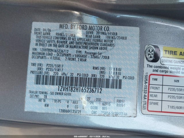 2006 FORD MUSTANG 1ZVHT82H165236712 Photo 8