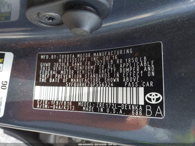 Toyota Corolla Le Plus 2016 5YFBURHE7GP556324 Image 9
