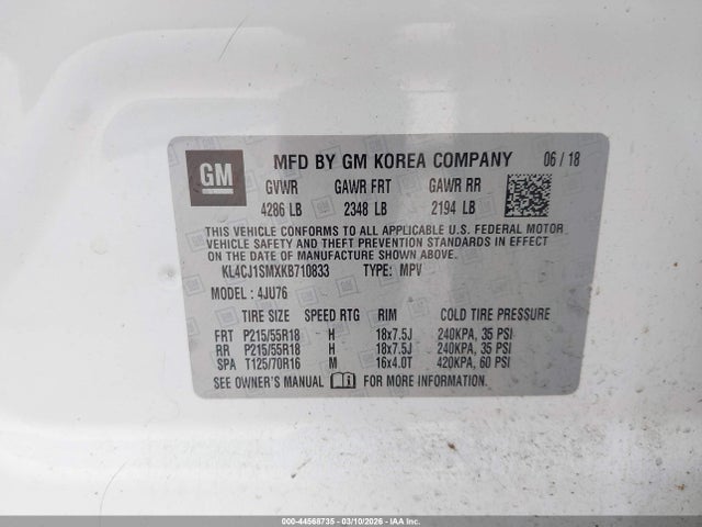 Продажа на аукционе авто 2019 Buick Encore Fwd Sport Touring, vin: KL4CJ1SMXKB710833, номер лота: 44568735
