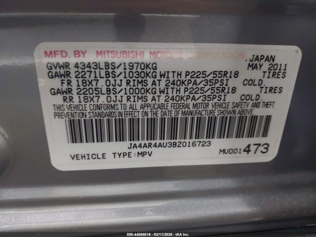 2011 MITSUBISHI OUTLANDER SPORT JA4AR4AU3BZ016723 Photo 8