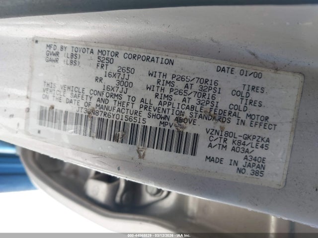 2000 TOYOTA 4RUNNER JT3GN87R6Y0156515 Photo 8