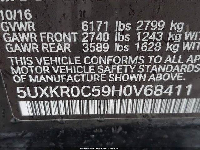 Продажа на аукционе авто 2017 Bmw X5 Xdrive35i, vin: 5UXKR0C59H0V68411, номер лота: 44568845