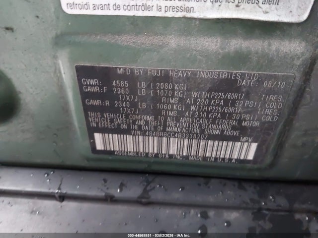 Продаж на аукціоні авто 2011 Subaru Outback 2.5i Premium, vin: 4S4BRBCC4B3338207, номер лоту: 44568851