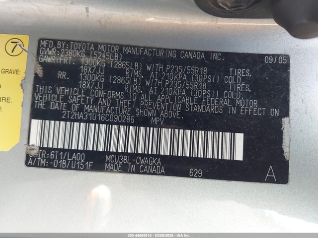 Aukcja sprzedaży 2006 Lexus Rx 330, vin: 2T2HA31U16C090286, numer aukcji: 44568915