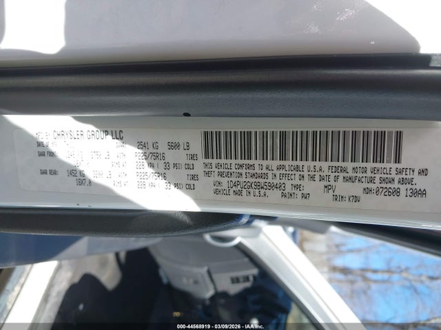 44568919 :رقم المزاد ، 1D4PU2GK9BW590403 vin ، 2011 Dodge Nitro Se مزاد بيع