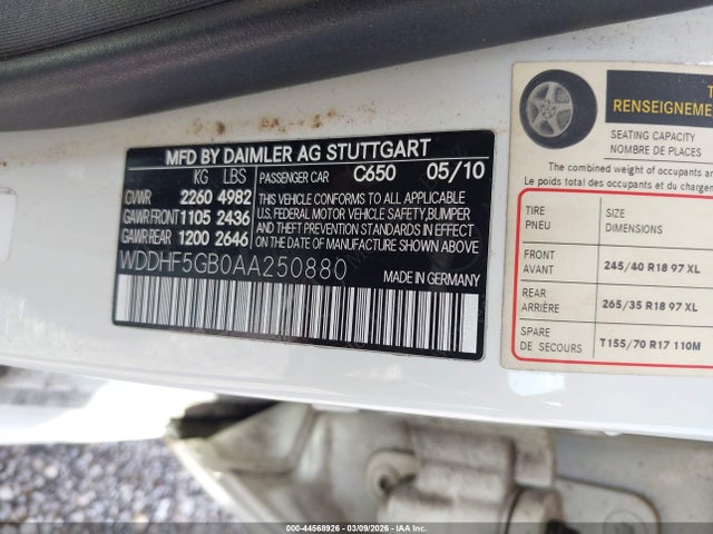 Aukcja sprzedaży 2010 Mercedes-benz E 350, vin: WDDHF5GB0AA250880, numer aukcji: 44568926