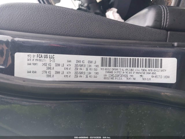 44568940 :رقم المزاد ، 1C4RDJDG0FC874526 vin ، 2015 Dodge Durango Limited مزاد بيع