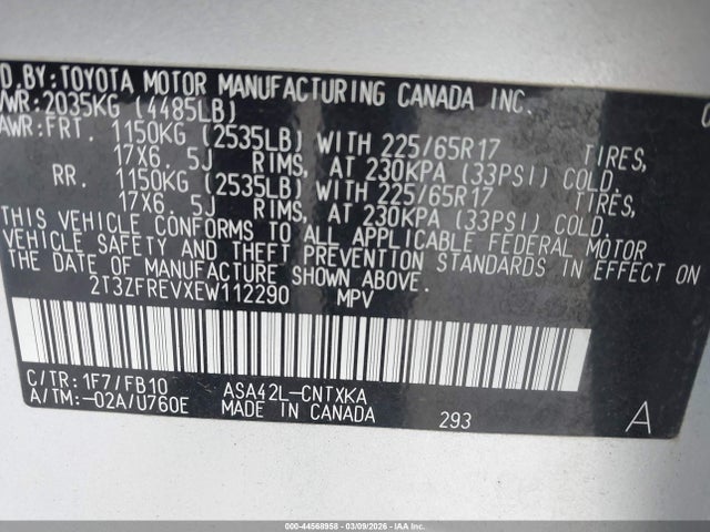 2014 TOYOTA RAV4 2T3ZFREVXEW112290 Photo 8