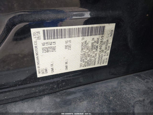 Nissan Maxima 3.5 Sv 2018 1N4AA6AP5JC402859 Image 9