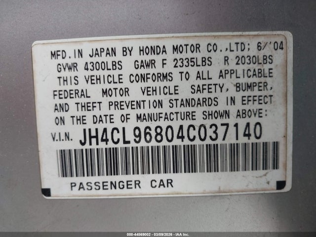 2004 ACURA TSX JH4CL96804C037140 Photo 8