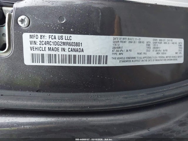 Продаж на аукціоні авто 2021 Chrysler Voyager Lxi, vin: 2C4RC1DG2MR603801, номер лоту: 44569107
