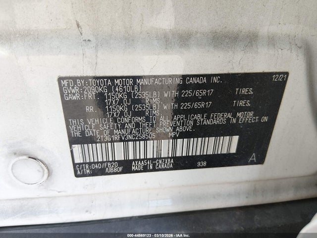 Toyota RAV4 LE 2022 2T3G1RFV3NC258505 Image 9