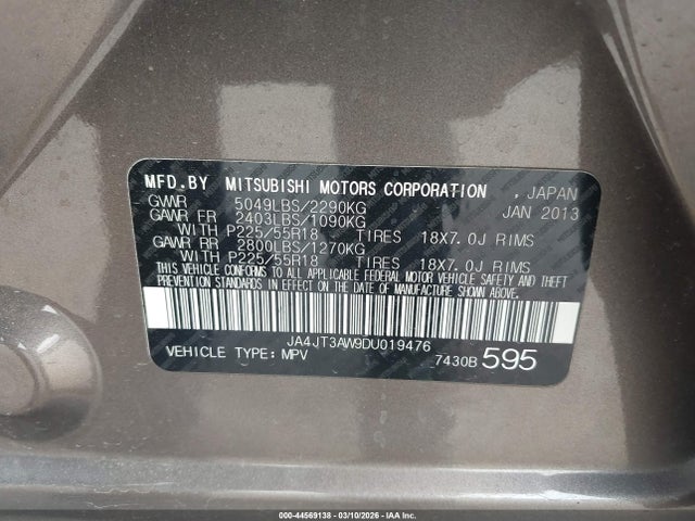 2013 MITSUBISHI OUTLANDER JA4JT3AW9DU019476 Photo 8