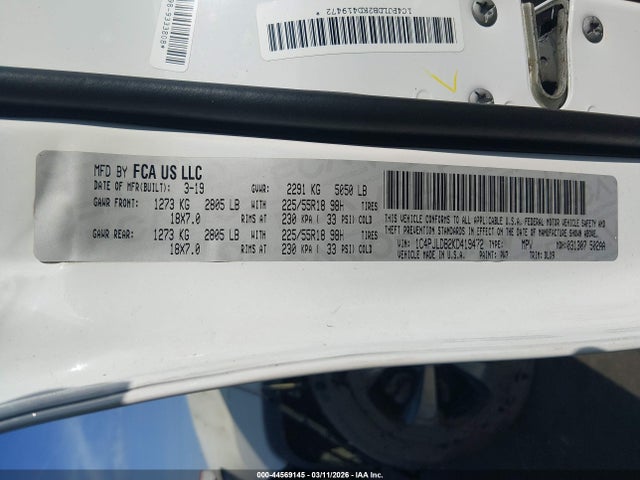 Продаж на аукціоні авто 2019 Jeep Cherokee Limited Fwd, vin: 1C4PJLDB2KD419472, номер лоту: 44569145