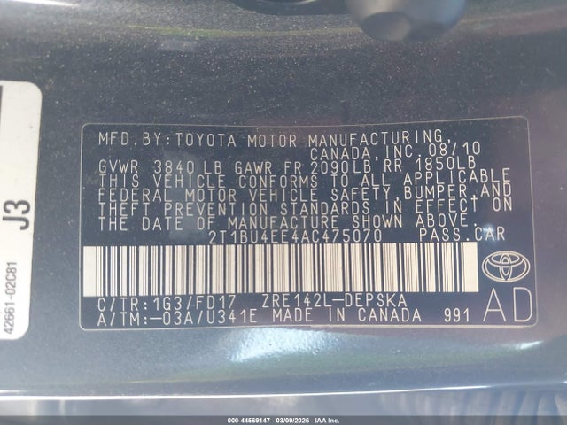 2010 TOYOTA COROLLA 2T1BU4EE4AC475070 Photo 8
