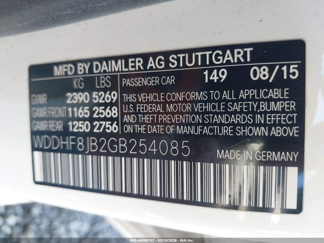 44569152 :رقم المزاد ، WDDHF8JB2GB254085 vin ، 2016 Mercedes-benz E 350 4matic مزاد بيع