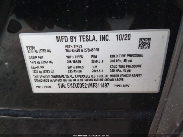 2021 TESLA MODEL X 5YJXCDE21MF311497 Photo 8
